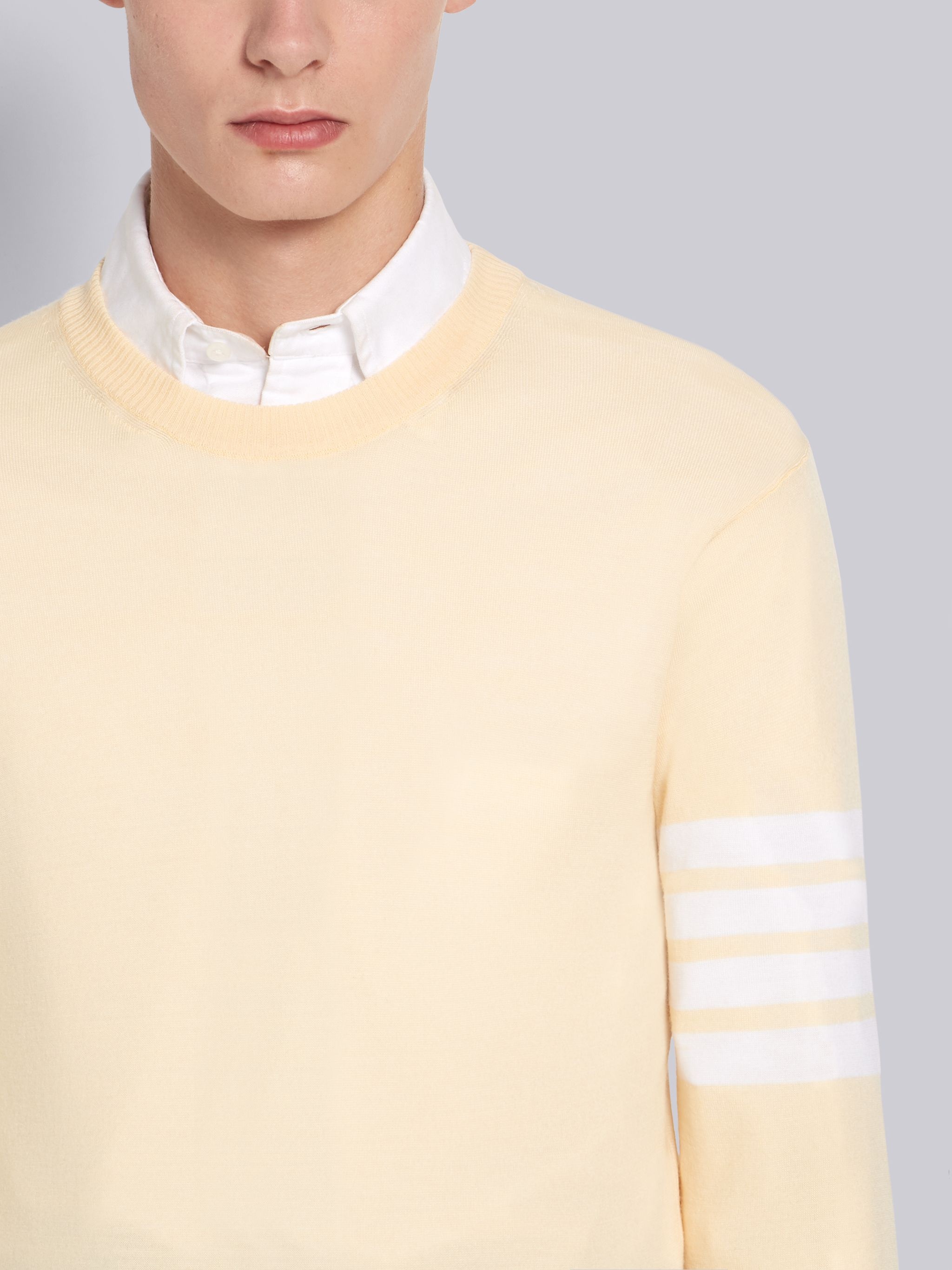 Yellow Fully Fashioned Merino Knit Crew Neck Pullover - 5