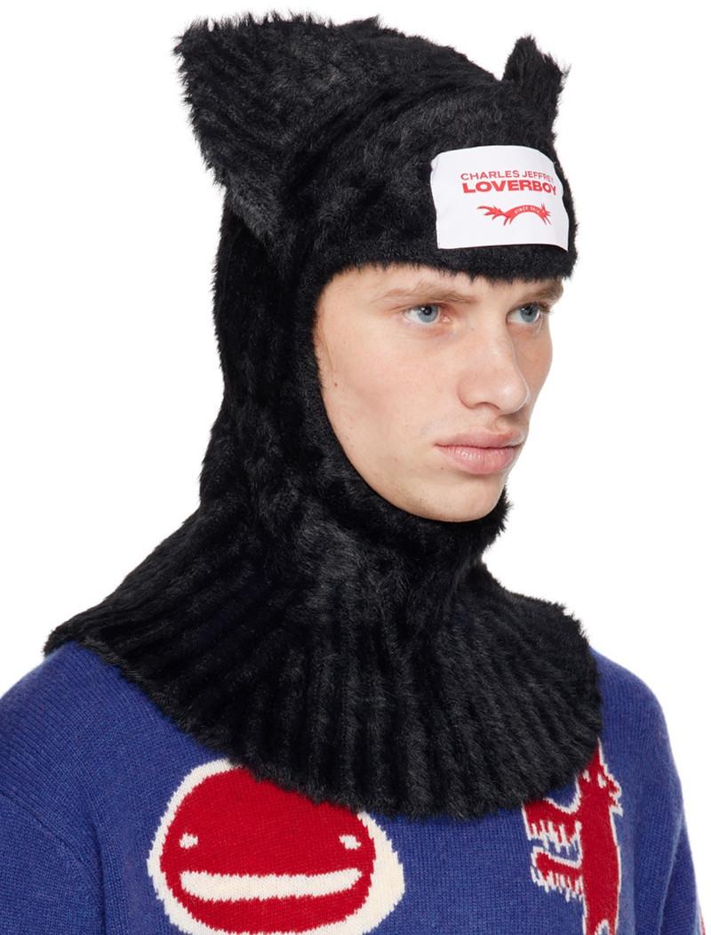 CHARLES JEFFREY LOVERBOY Black Fluffy Ears Balaclava outlook
