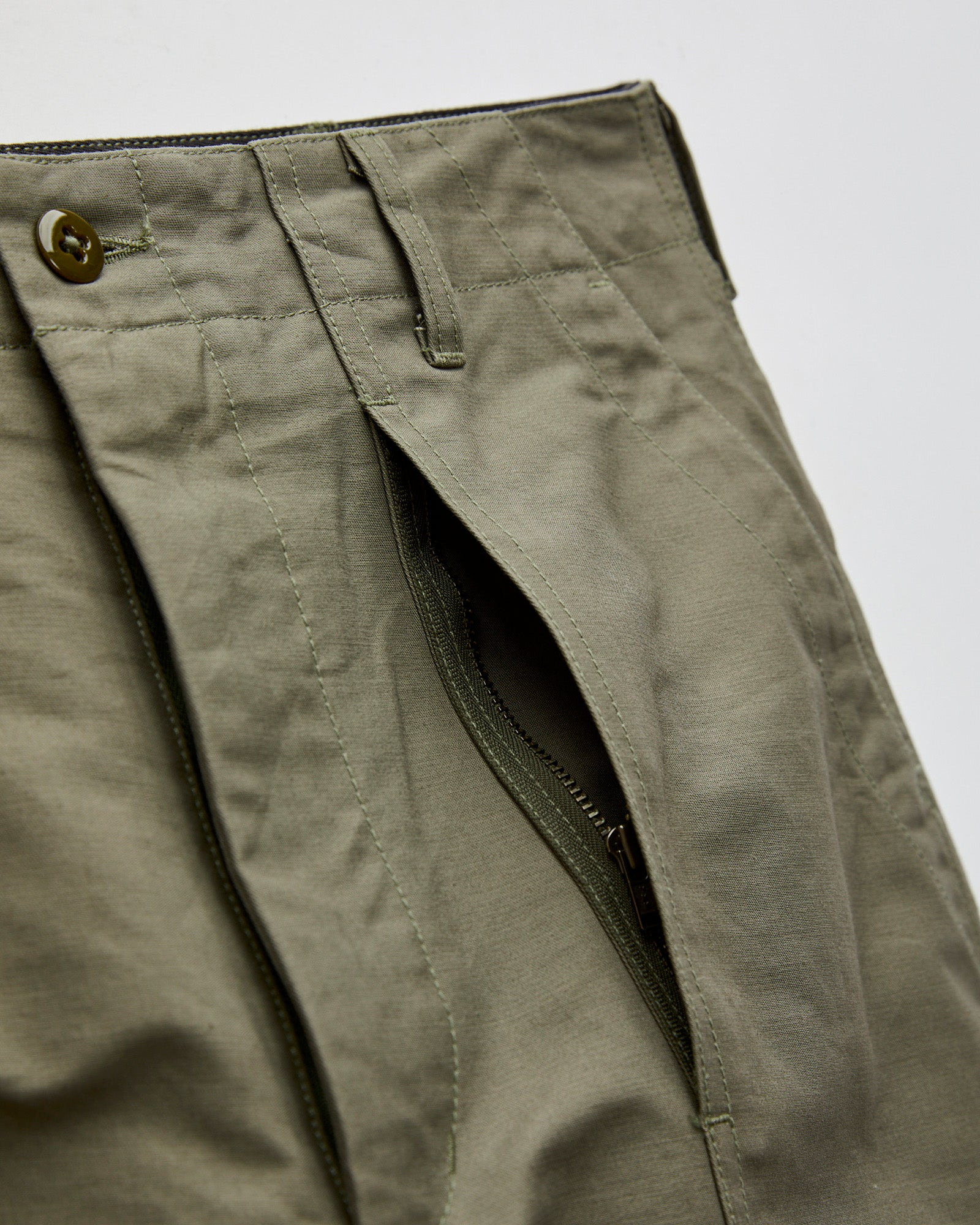 Fatigue Pants in Olive Cotton Double Cloth - 7