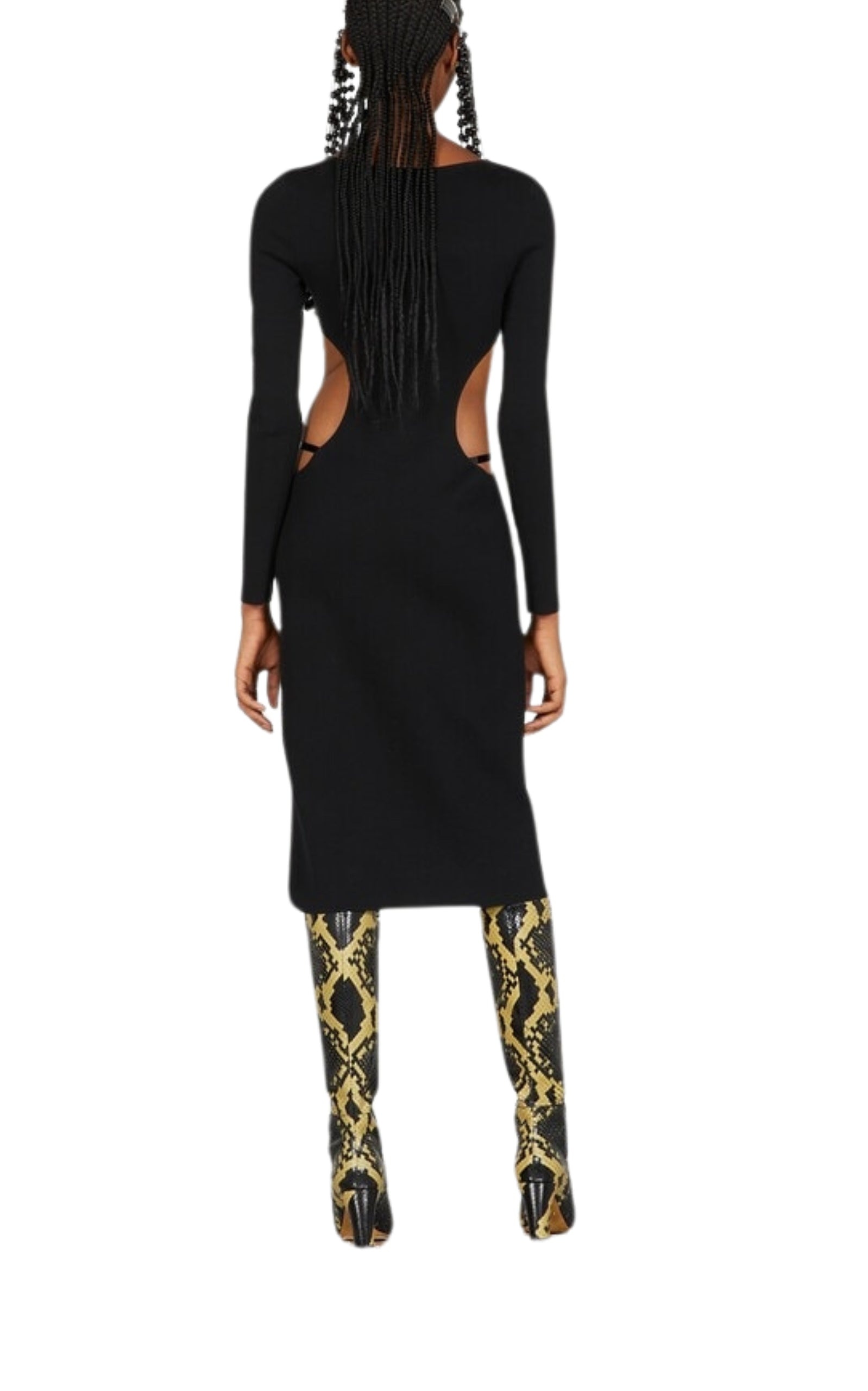 Crystal G Cutout Dress in Black - 3