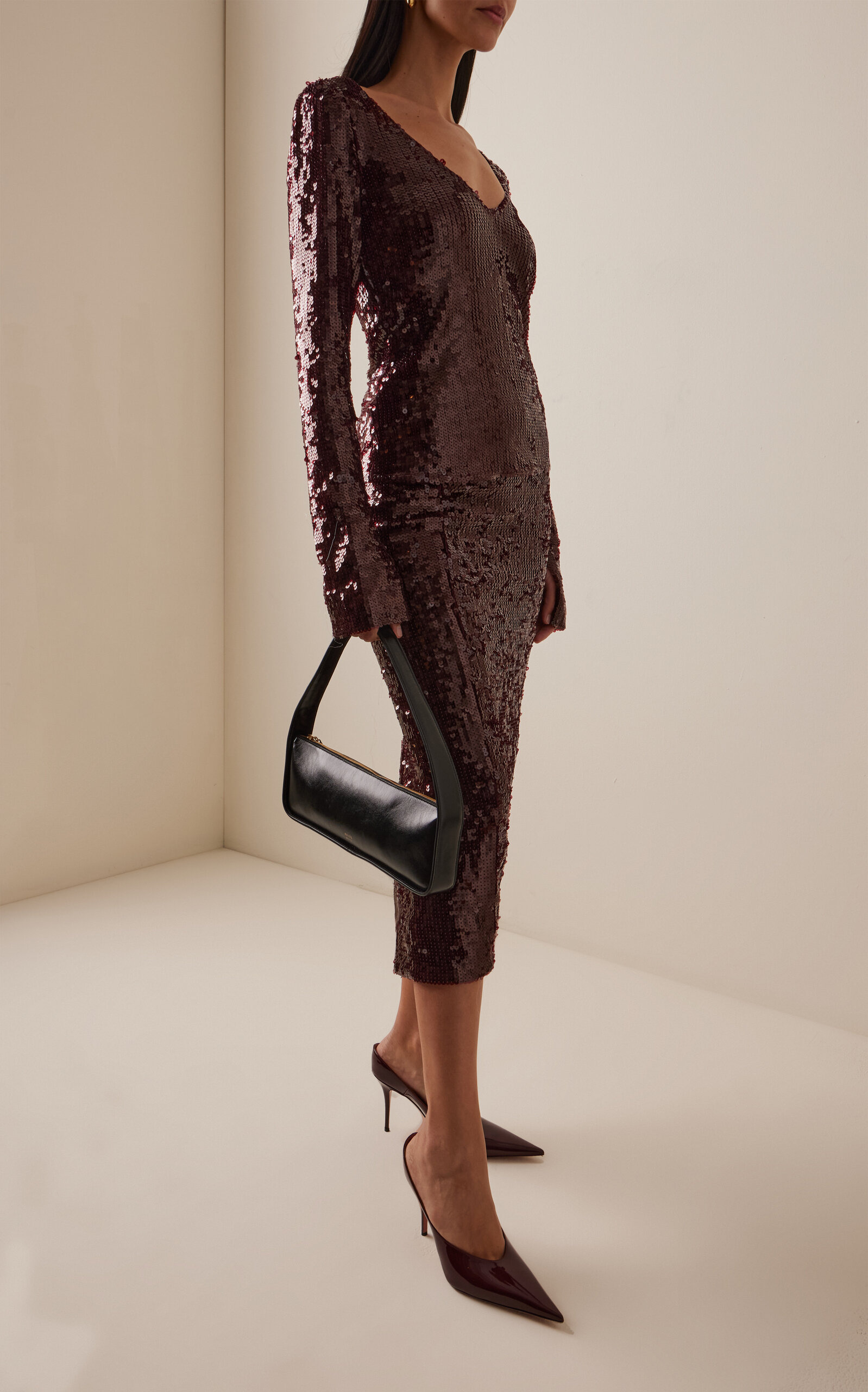 Sequined Midi Skirt brown - 2