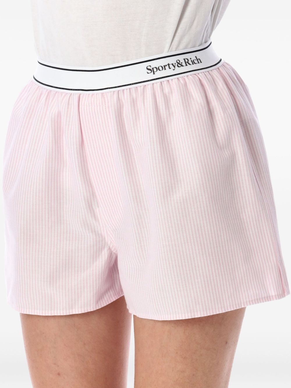 Serif Logo Oxford Boxer stripe-pattern shorts - 3