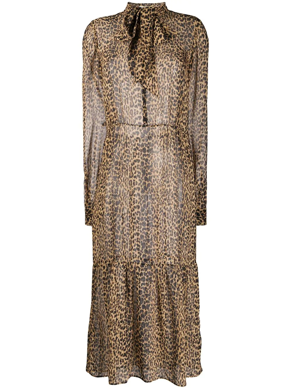 leopard print silk sheer dress - 1