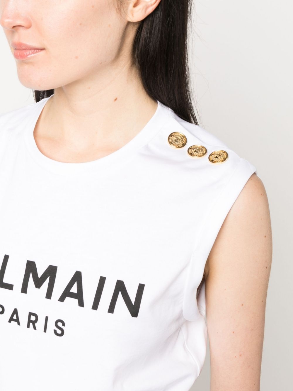 logo-print detail tank top - 5
