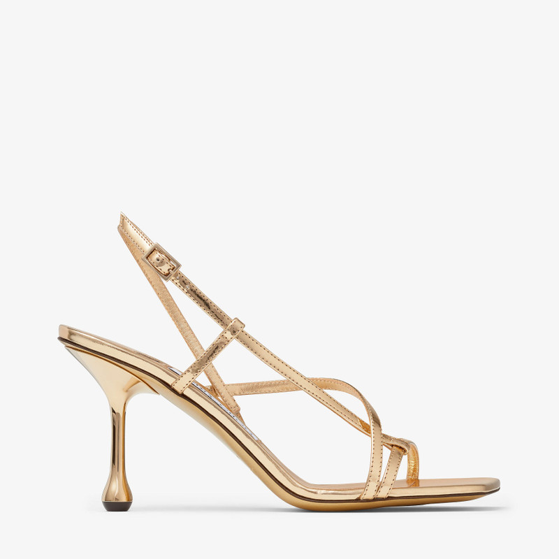 Etana 80 Gold Metallic Leather Sandals - 1