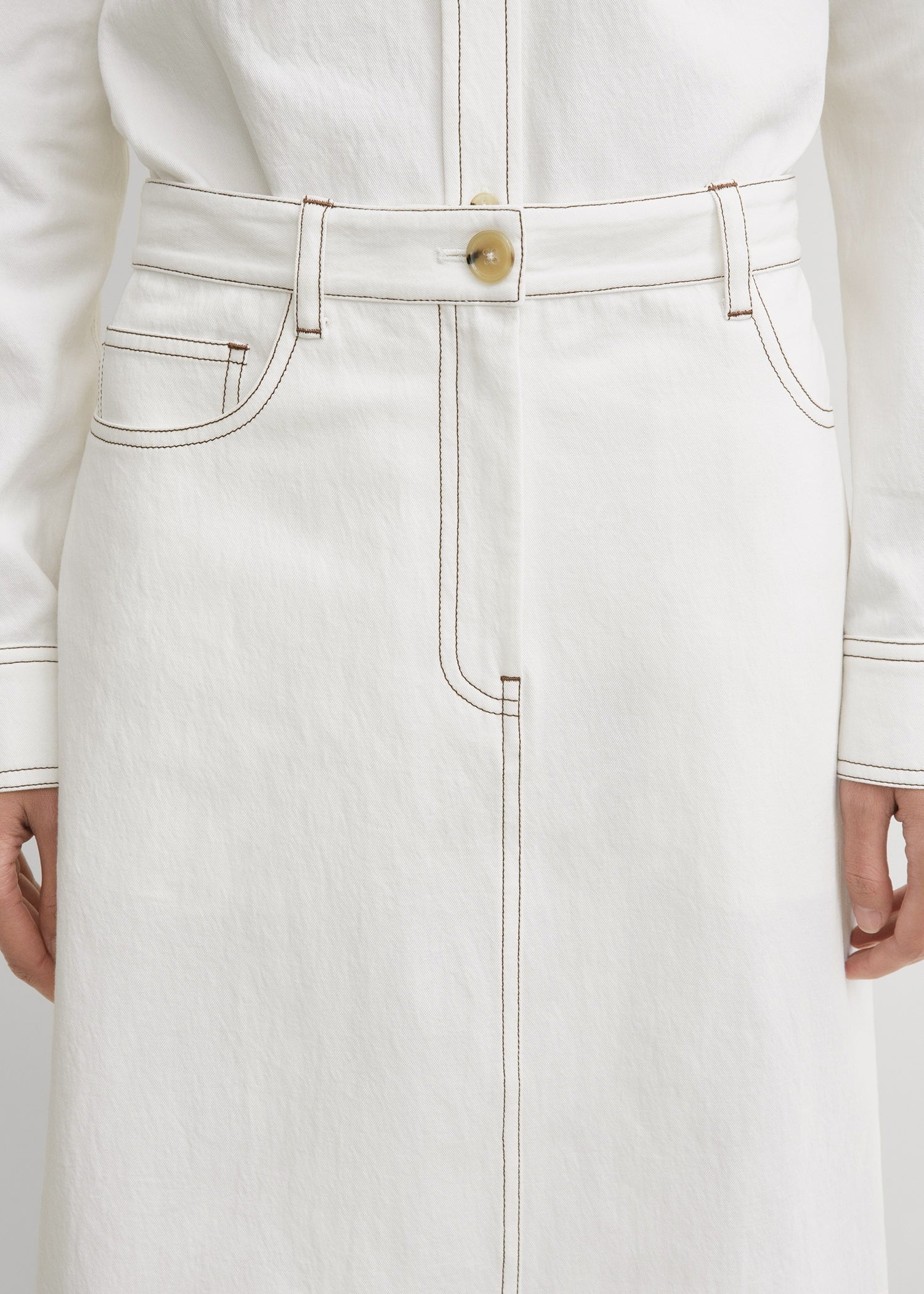 Tumbled cotton midi skirt white - 6