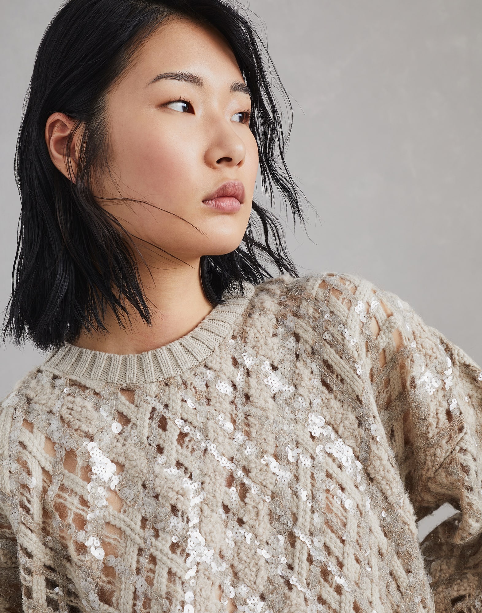 Dazzling Mesh Embroidery sweater in cashmere, mohair and alpaca - 3