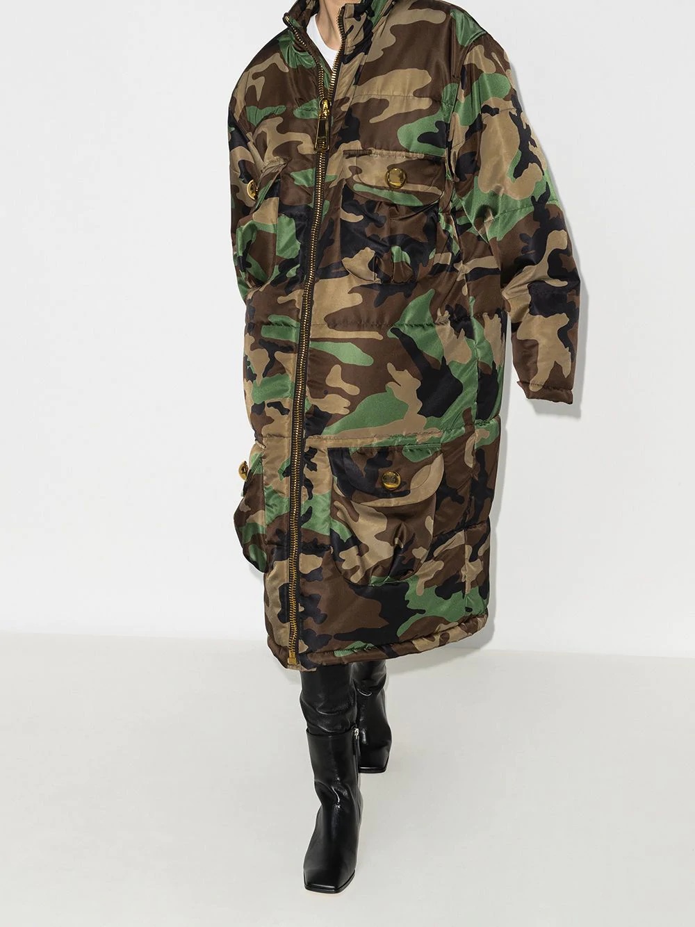 oversized padded camouflage-print coat - 2