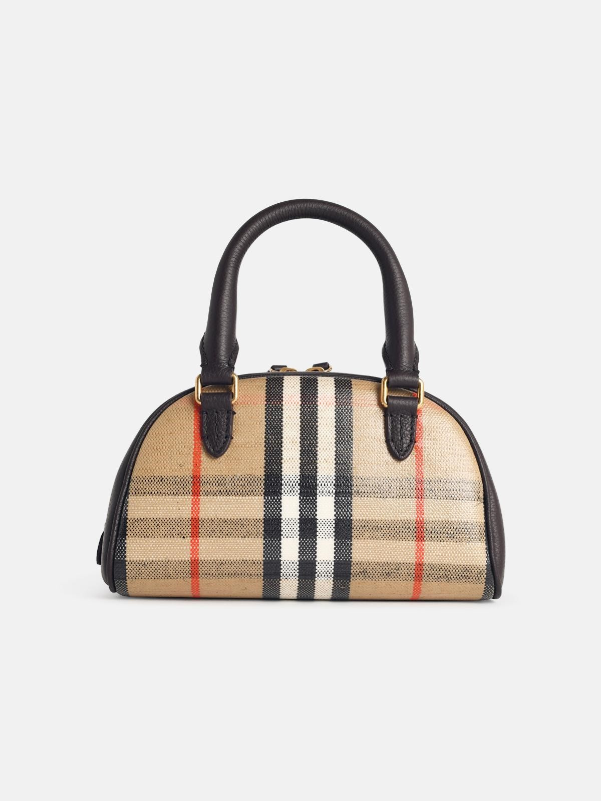 'BOWLING' BEIGE LEATHER BLEND BAG - 3