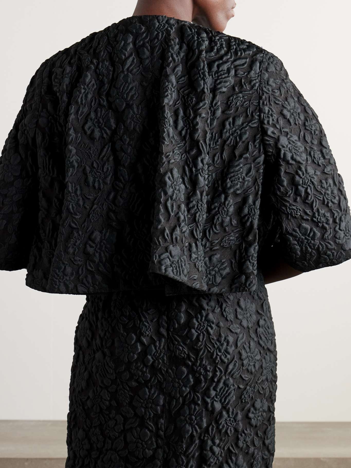 Cropped cape-effect appliquéd cloqué jacket - 3