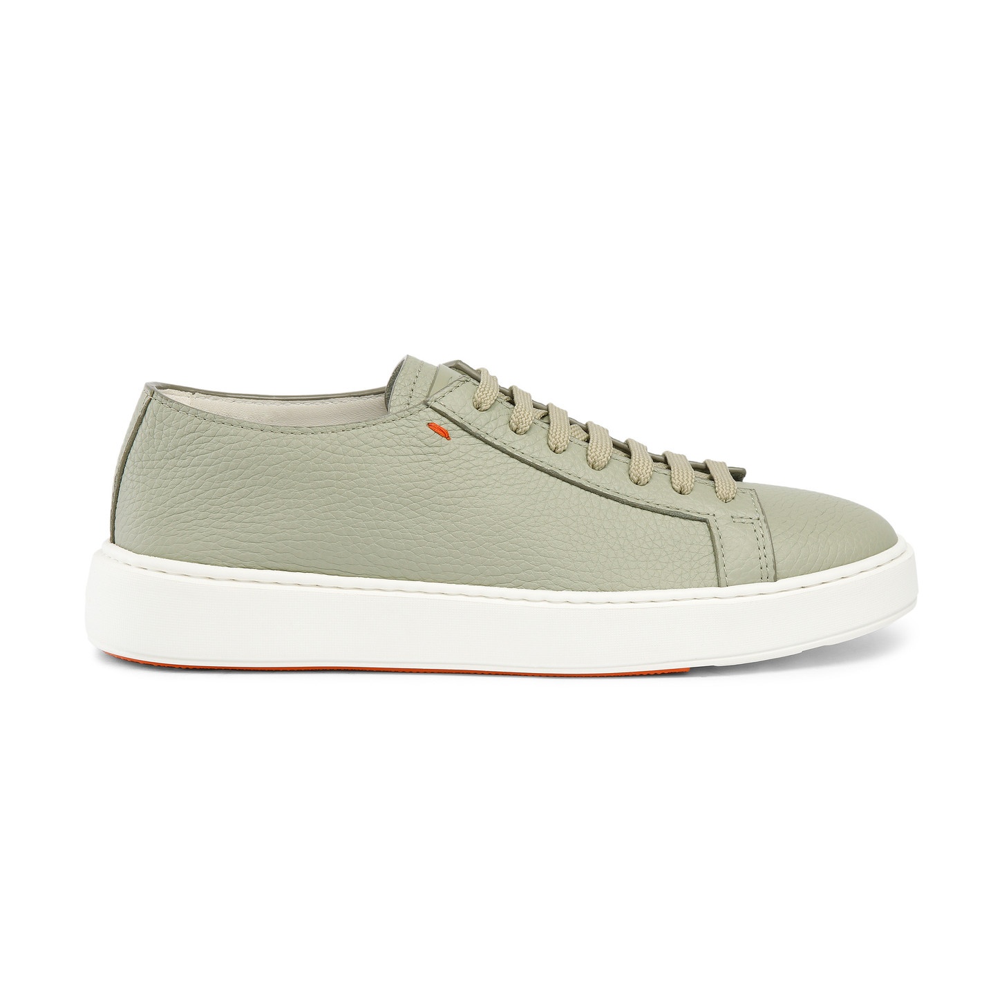 Men's green tumbled leather sneaker - 1