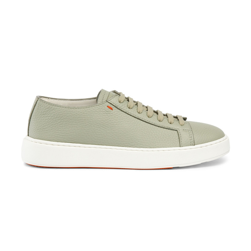 Men's green tumbled leather sneaker 1