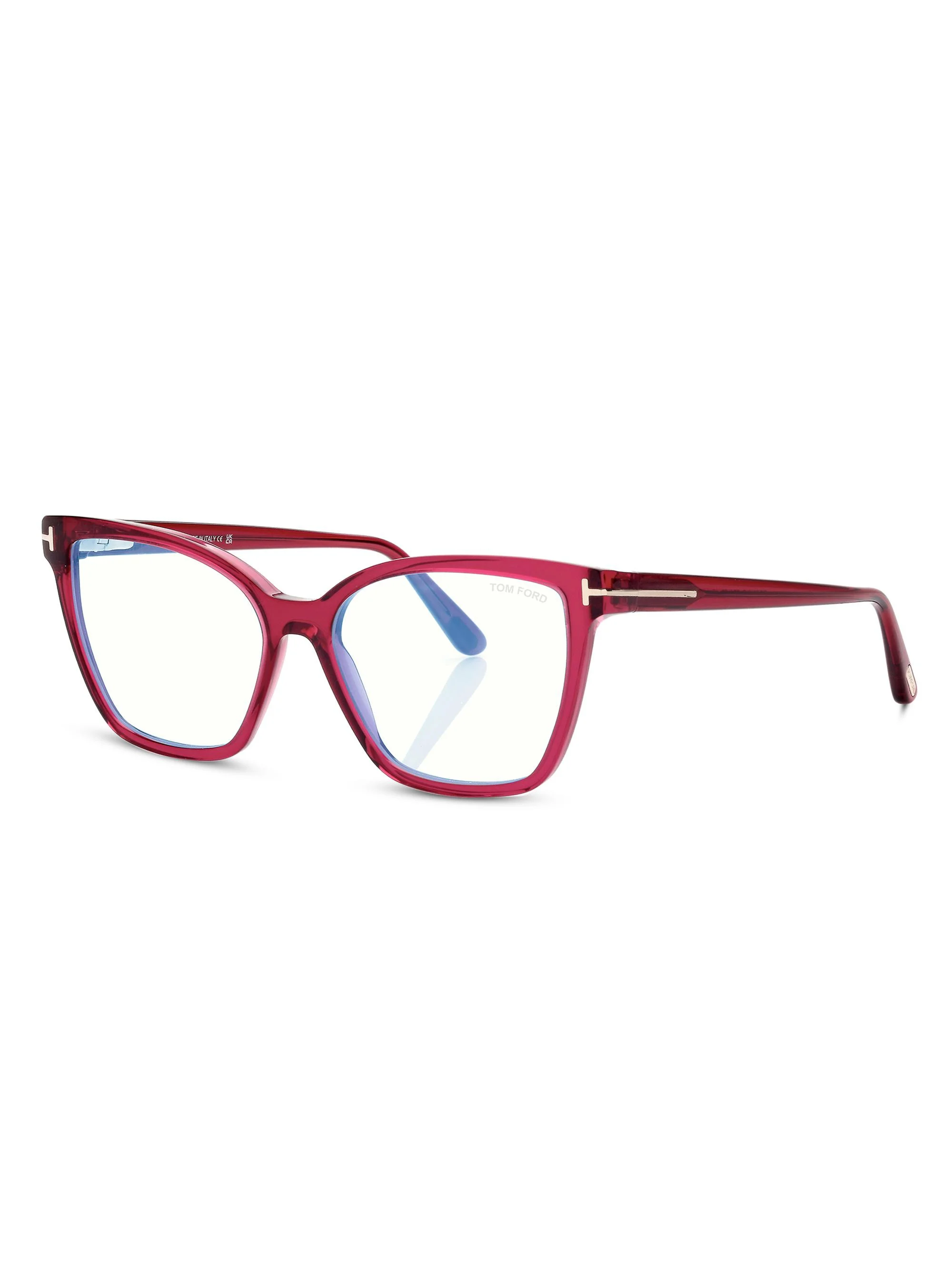 Women's 53MM Cat Eye Blue Block Glasses - Transparent Fuchsia - 1