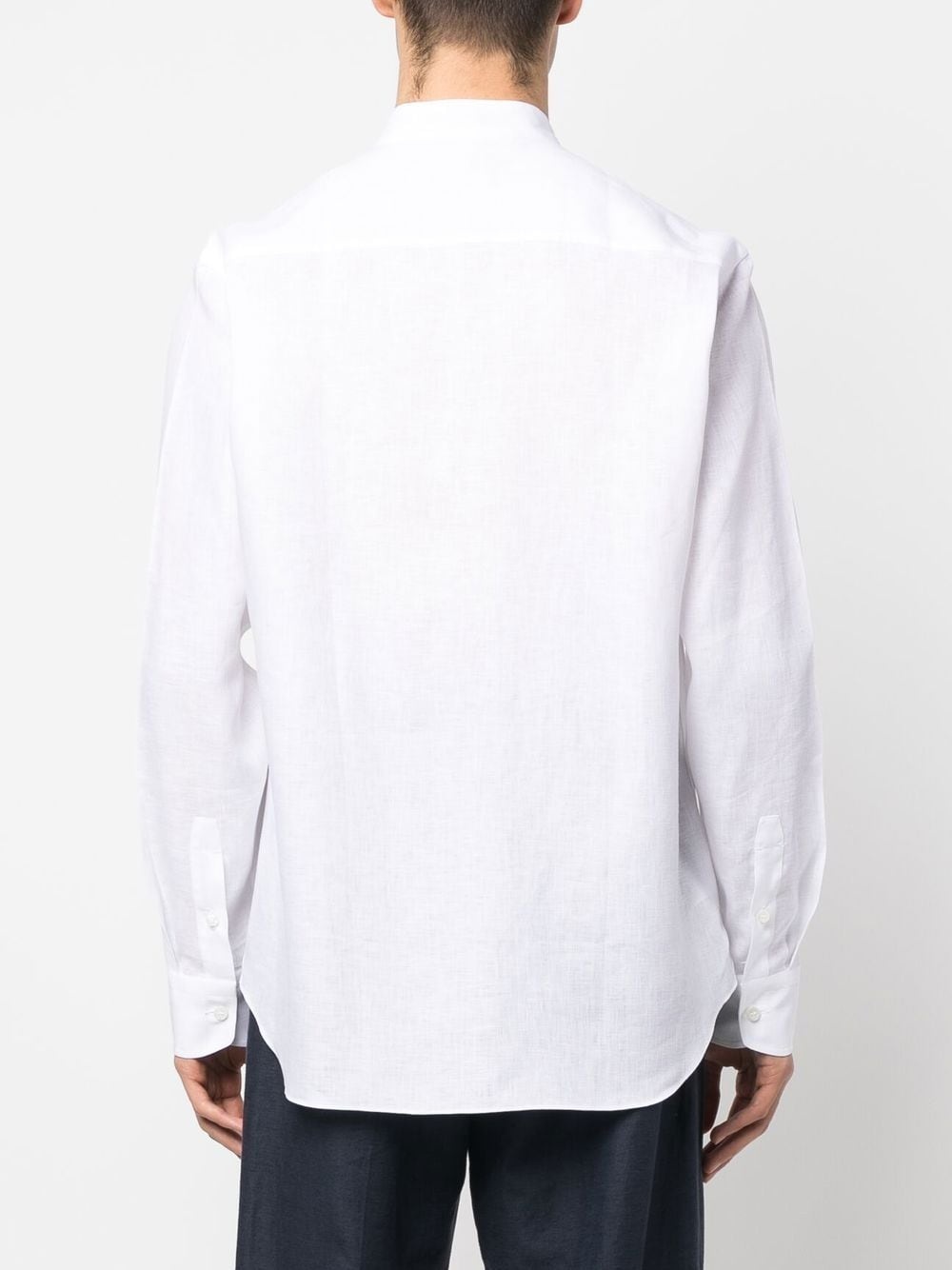 band collar linen shirt - 4