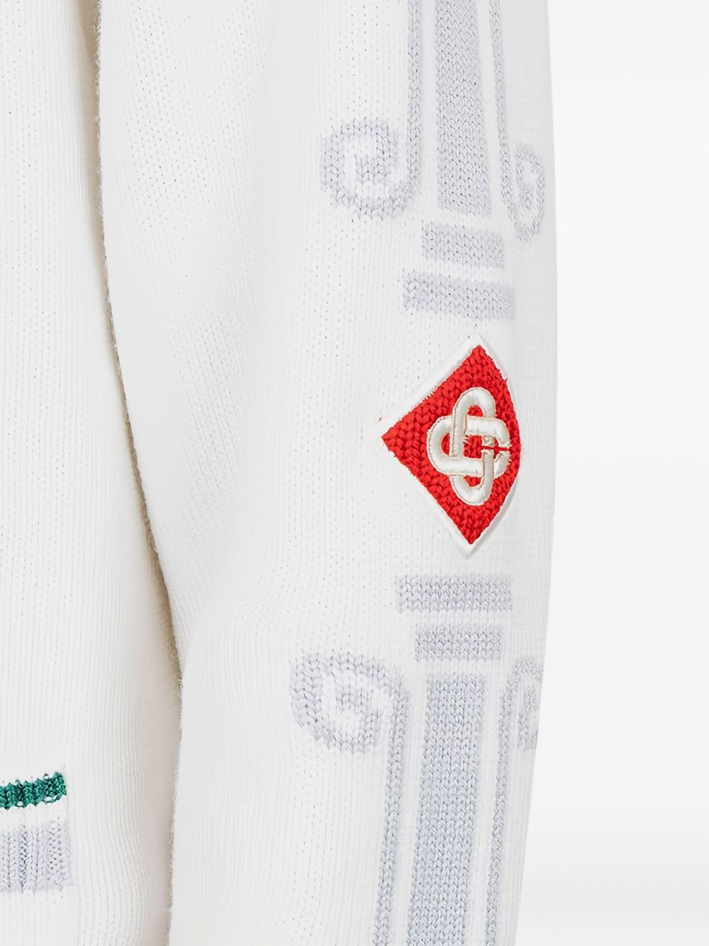 logo-jacquard zip-up cardigan - 4