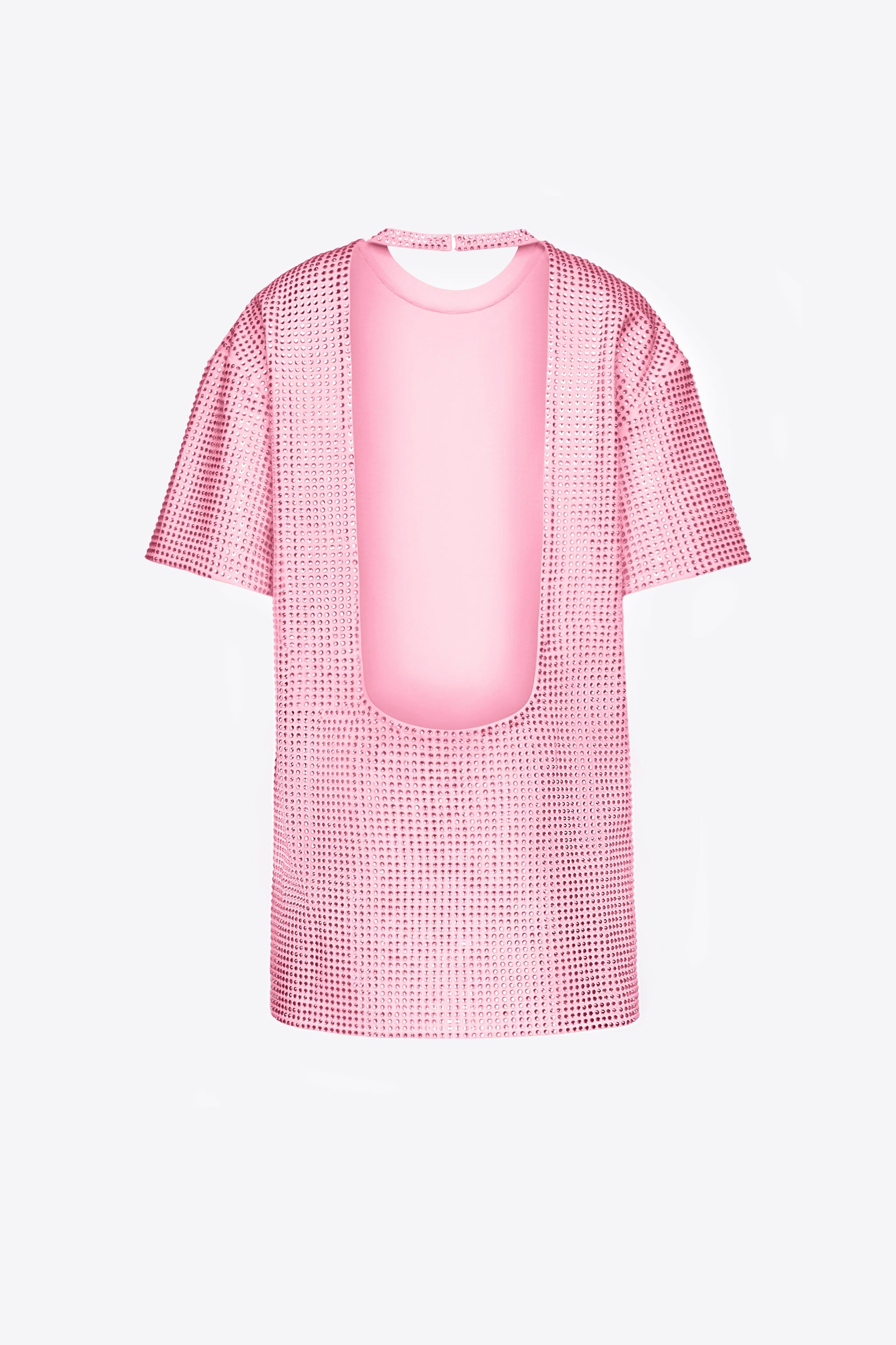 CRYSTAL EMBELLISHED BACKLESS T-SHIRT DRESS - 2