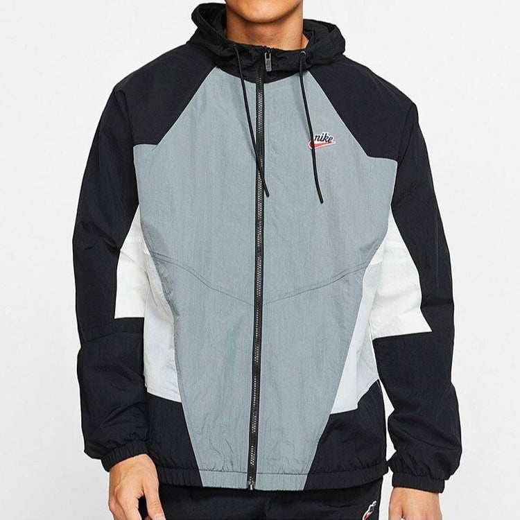 Nike Patchwork Contrast Windproof Woven Hooded Jacket For Men Grey Gray DB5172-084 - 3