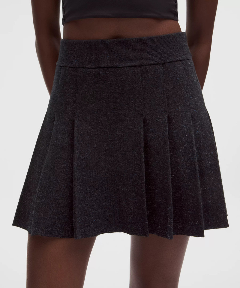 Ribbed Merino Wool Mid-Rise Pleated Skirt 4