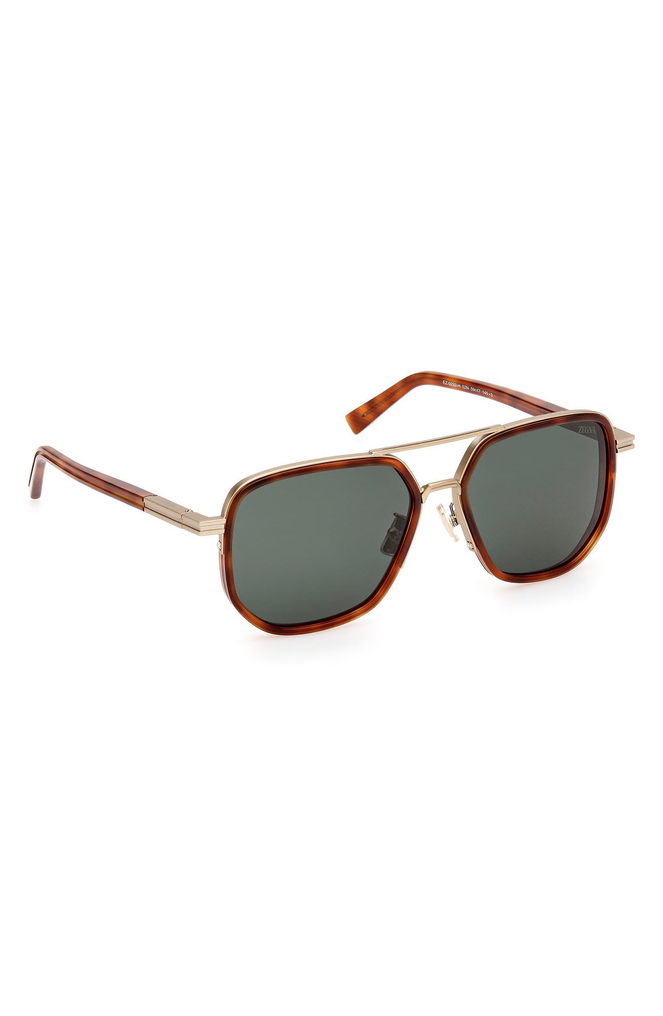 ZEGNA 56mm Navigator Polarized Sunglasses in Shiny Classic Havana at Nordstrom - 4