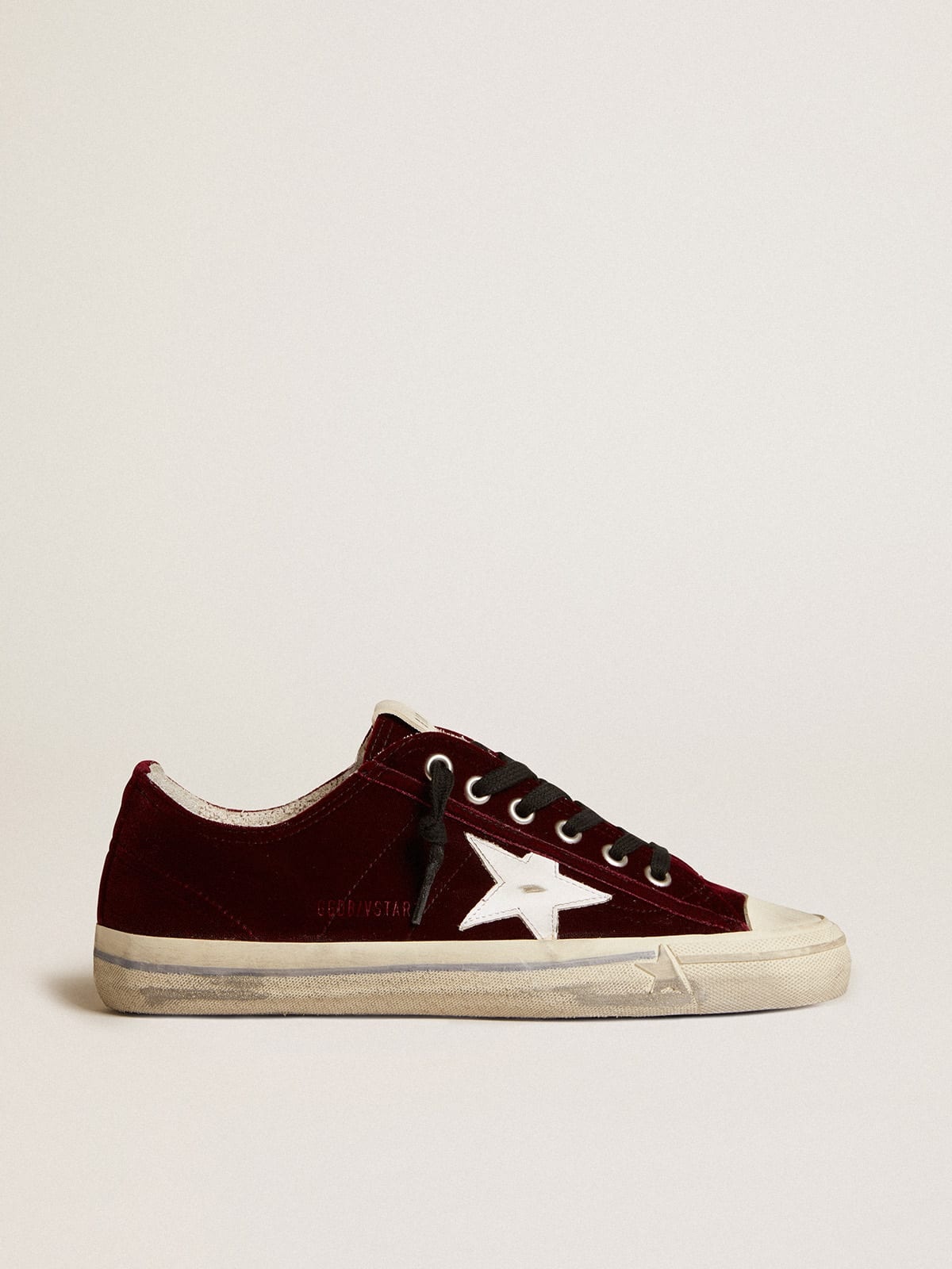 Women's V-Star LTD in burgundy velvet with white leather star - 1