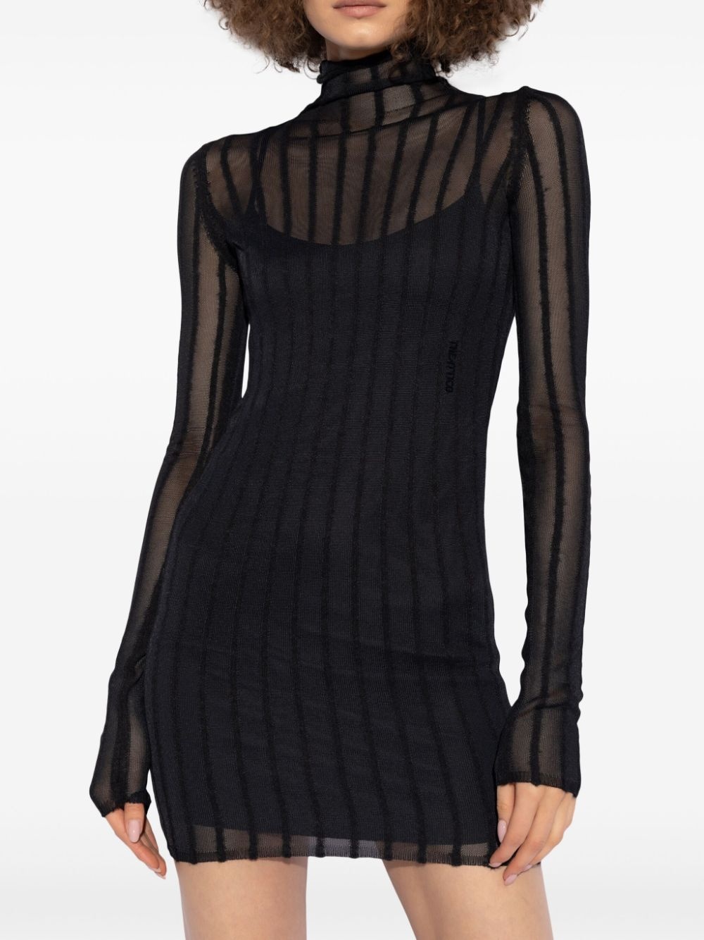 semi-sheer roll-neck dress - 3