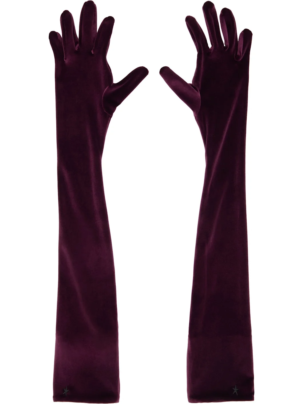 Burgundy Velour Gloves - 1