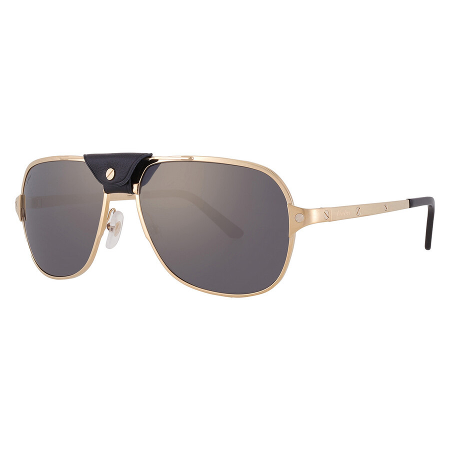 Cartier Santos de Cartier Grey Navigator Men's Sunglasses CT0165S 002 58 - 2