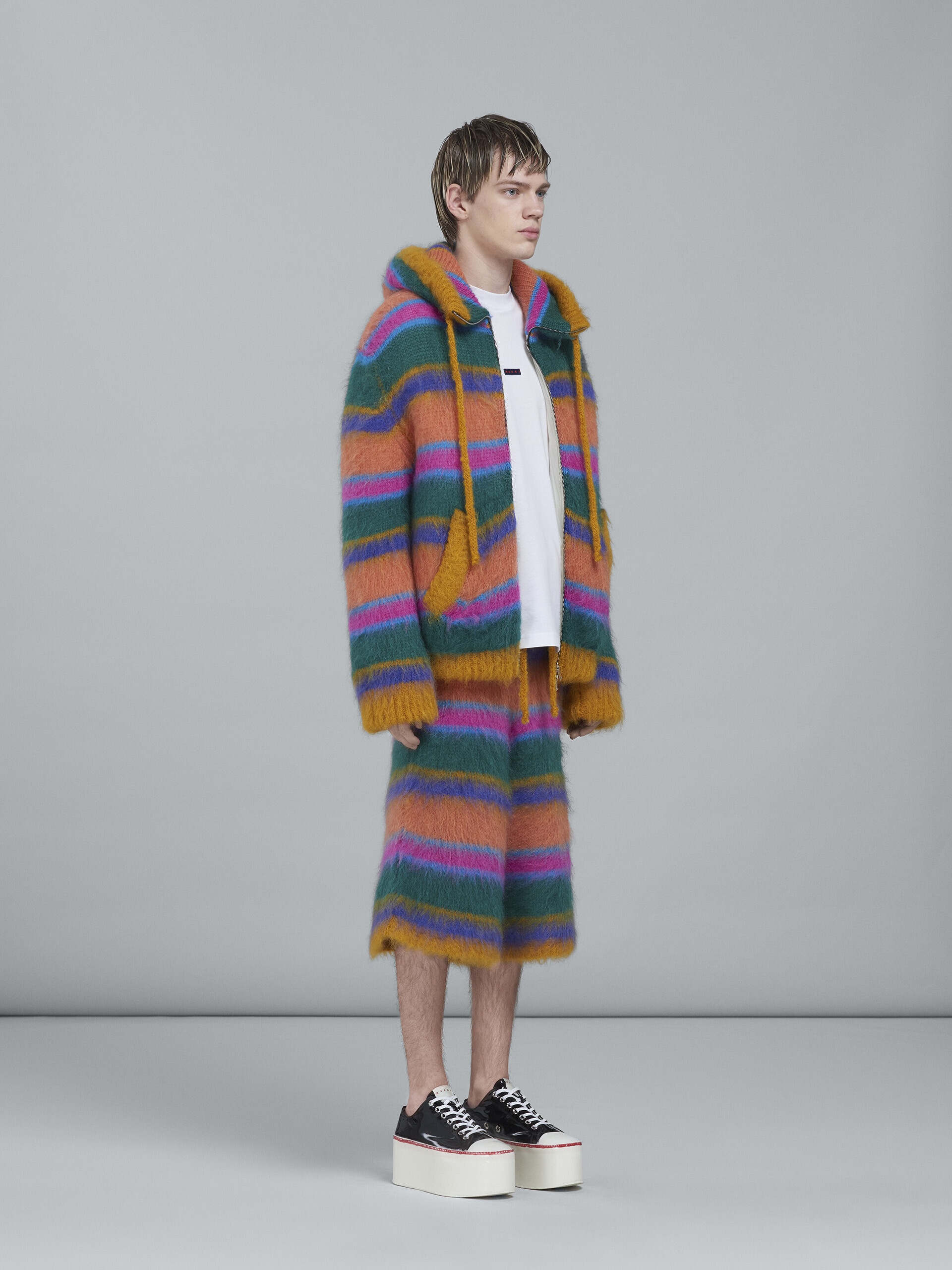 STRIPED MOHAIR AND WOOL HOODED CARDIGAN - 6