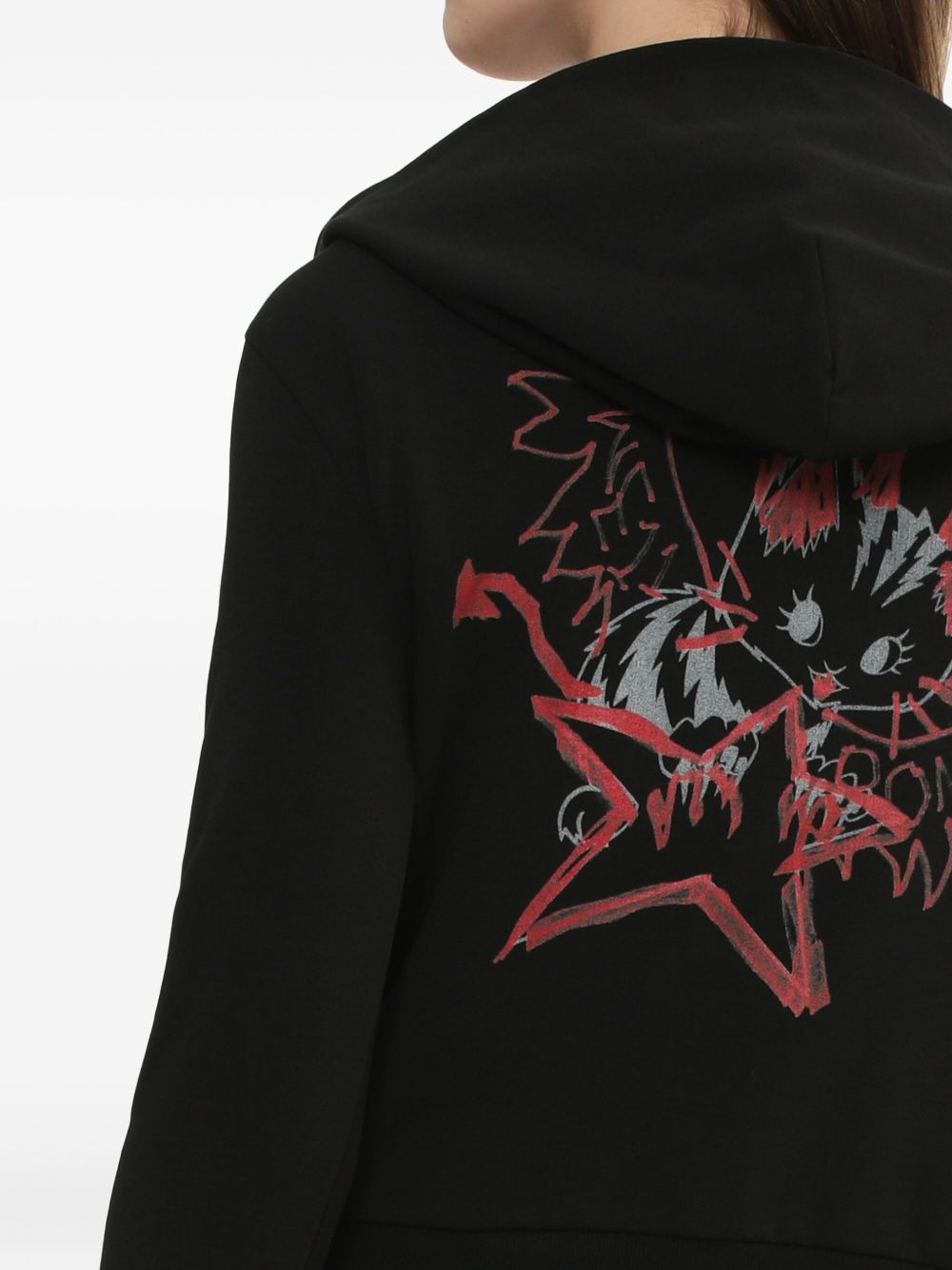 star-print zip-up hoodie - 5