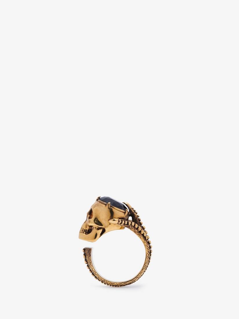 Men's Victorian Skull Ring in Antique Gold - 2