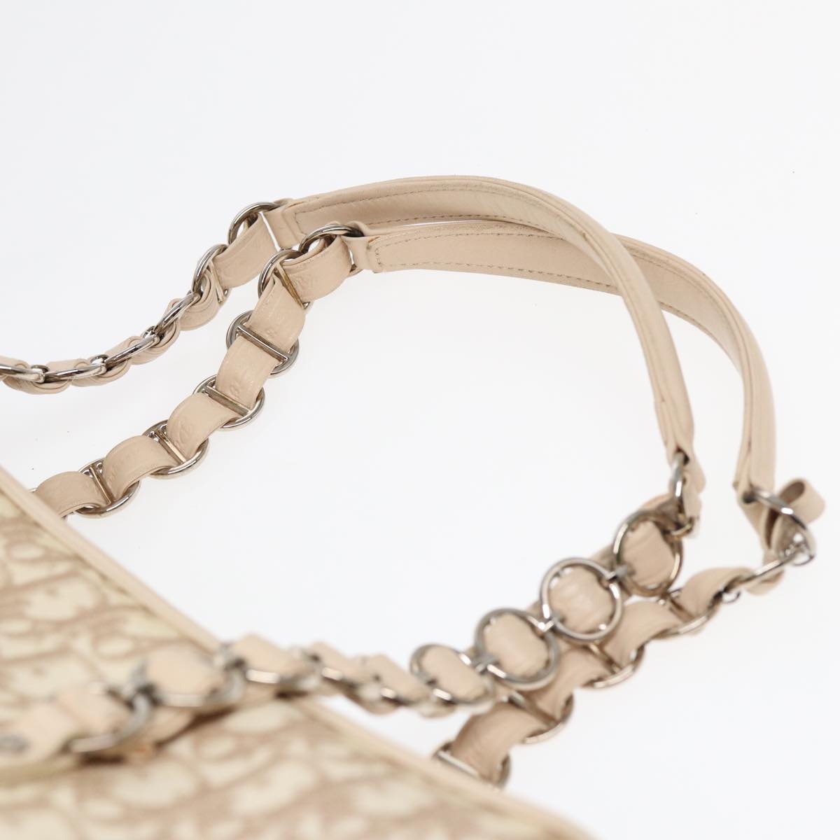 DIOR Trotter Canvas Chain Tote Bag Beige Silver - 8