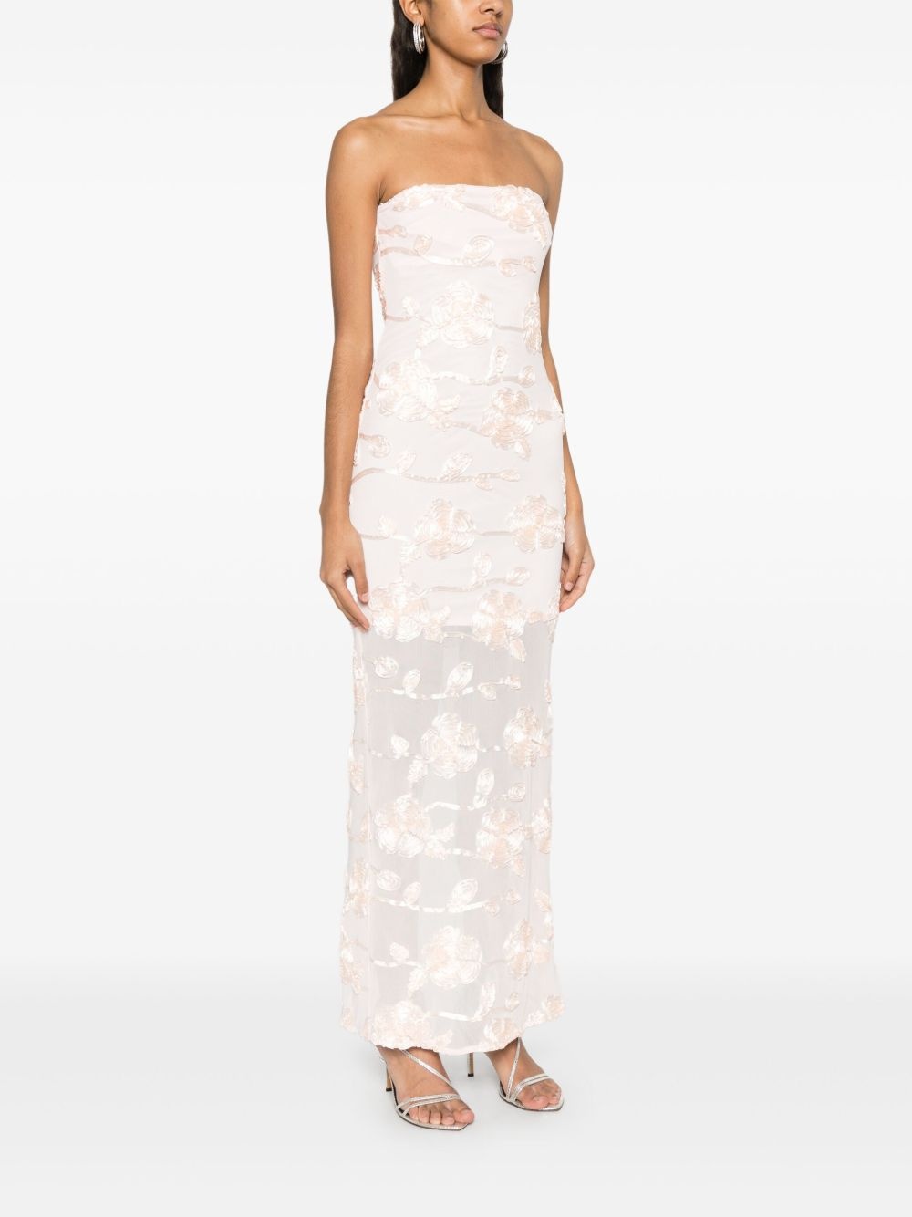 floral-mesh maxi dress - 3