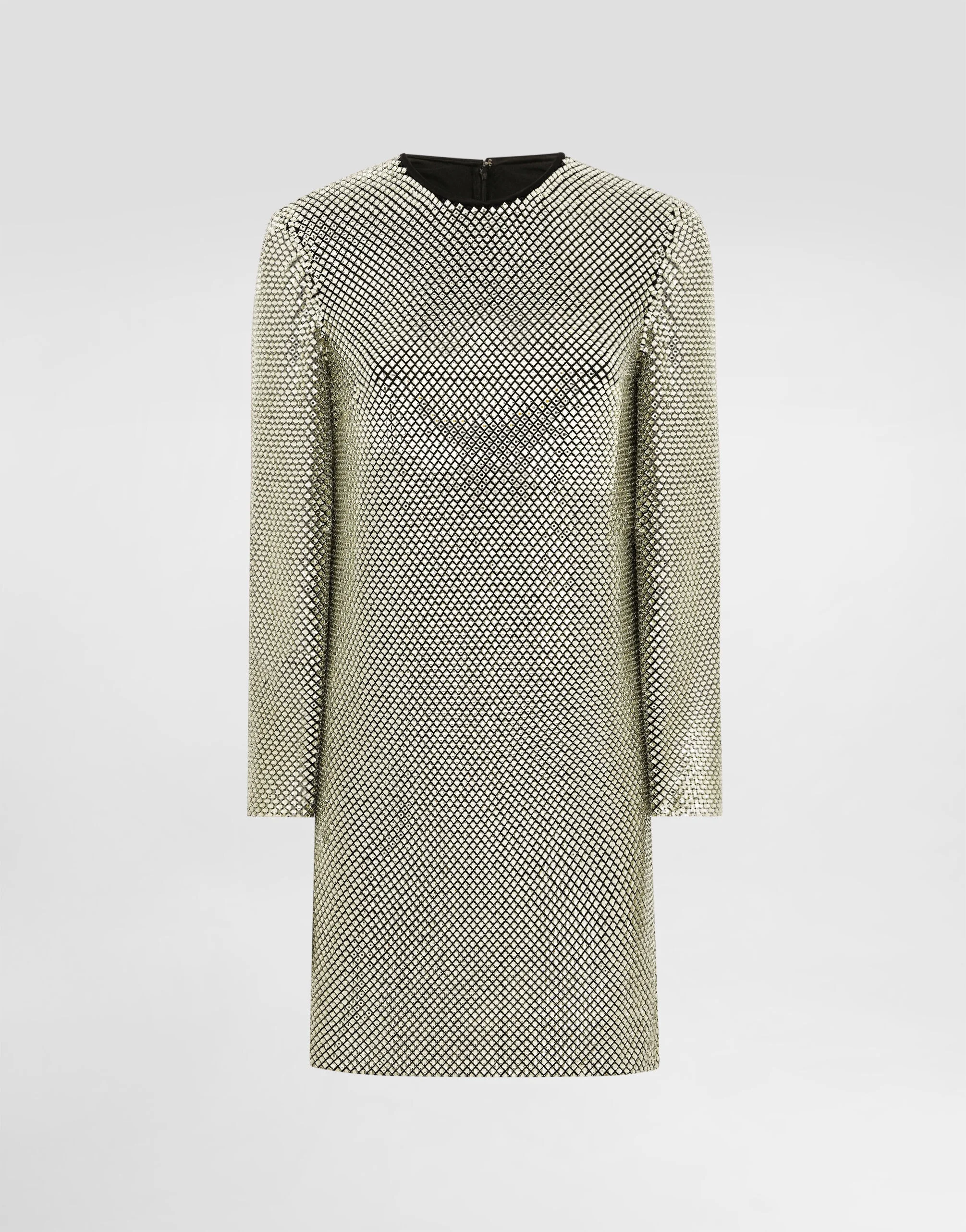 Short long-sleeved dress in crystal mesh - 1