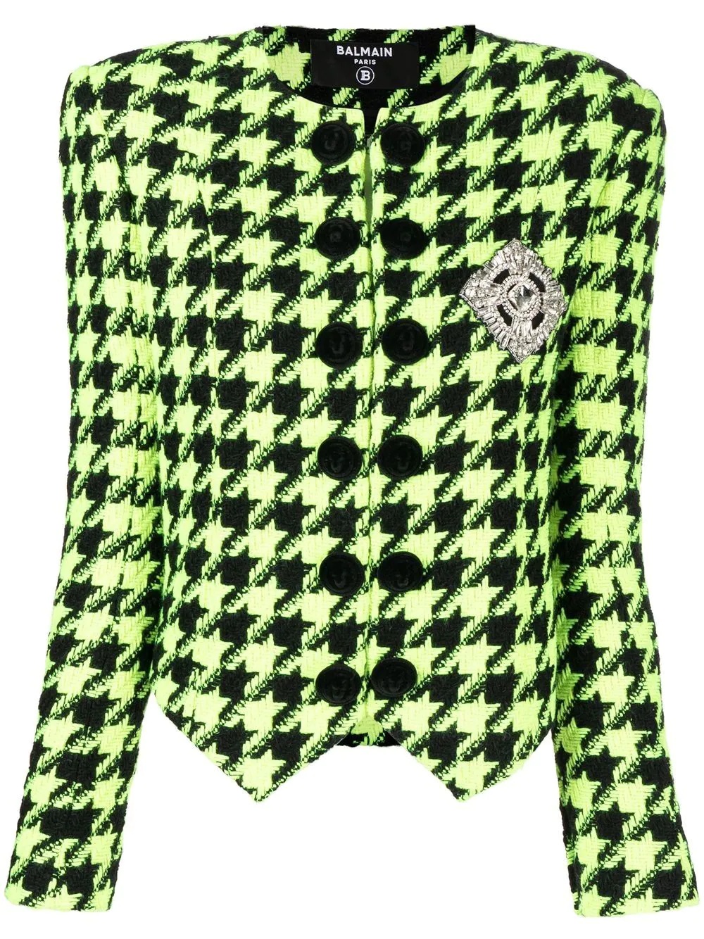 houndstooth-pattern embellished tweed jacket - 1