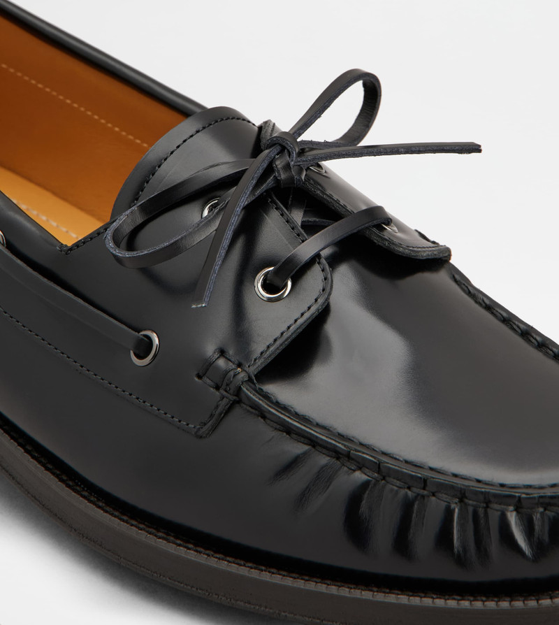 BOAT SHOES IN LEATHER - BLACK 5