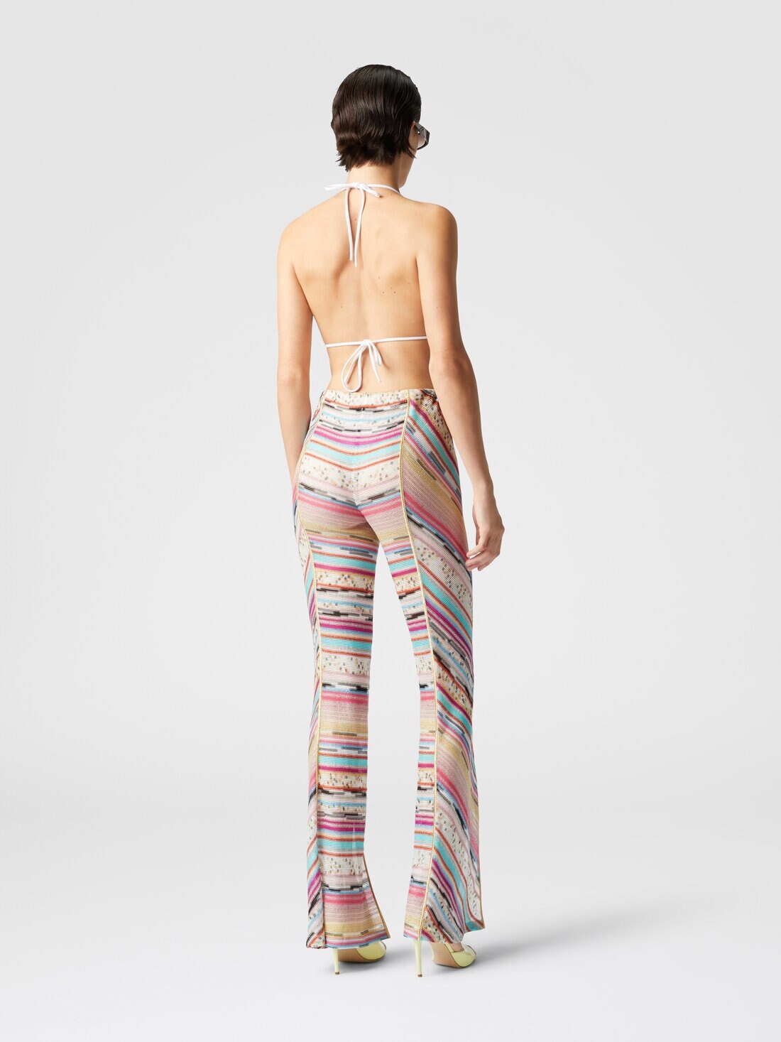 Lamé slub viscose trousers with slits at the bottom - 3