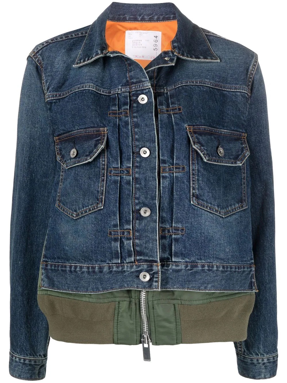 panelled denim jacket - 1