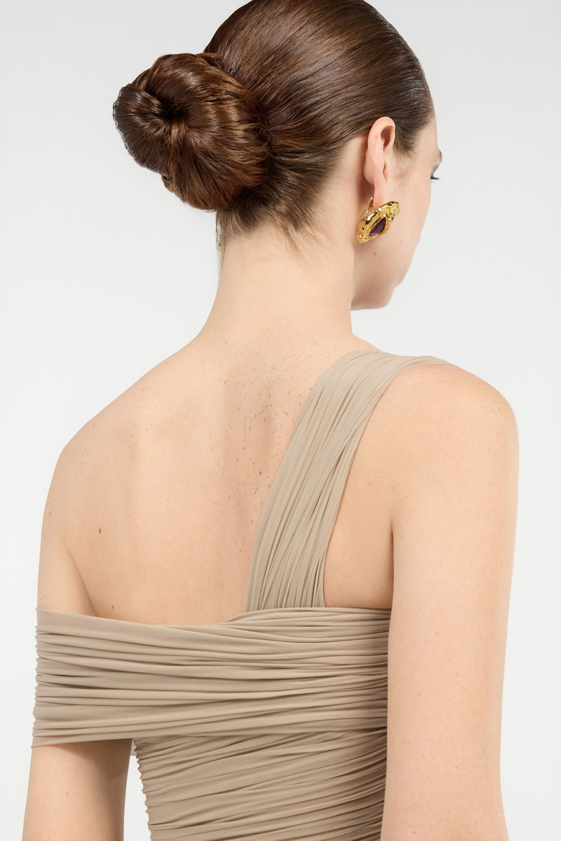 Nude Midi Dress With Ruffles 6