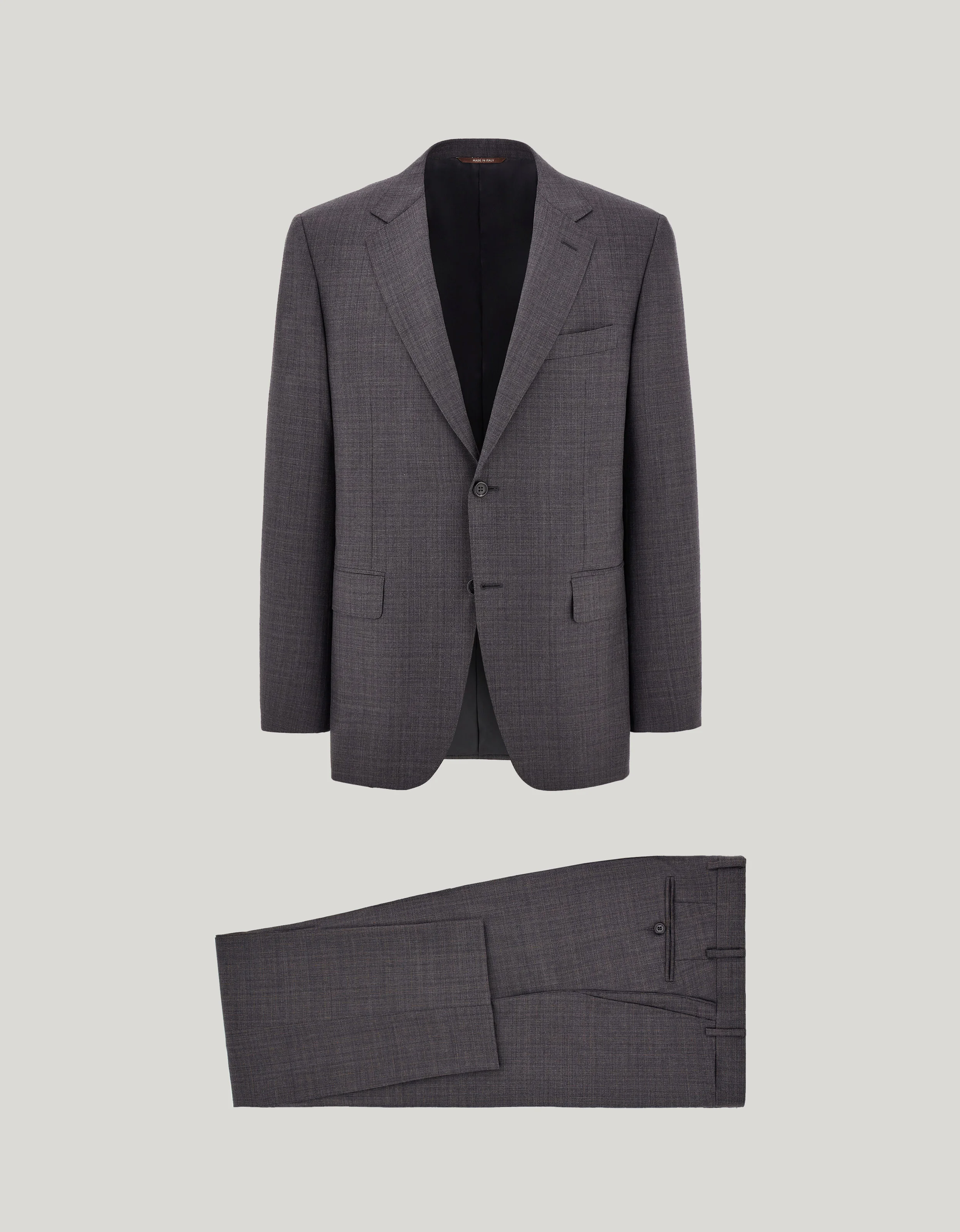 ANTHRACITE AND BROWN NEAR-SOLID WOOL SUIT - 1