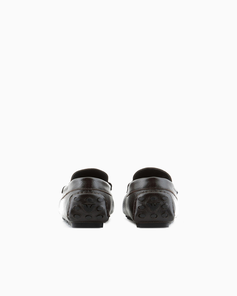 EMPORIO ARMANI Pebbled leather driving loafers with stirrup bar outlook