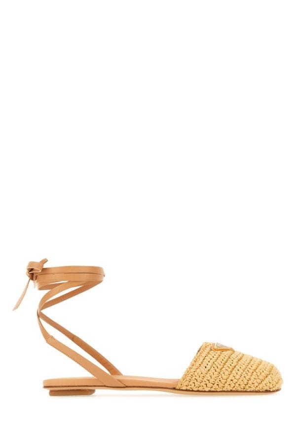 Prada Woman Beige Raffia Sandals - 1