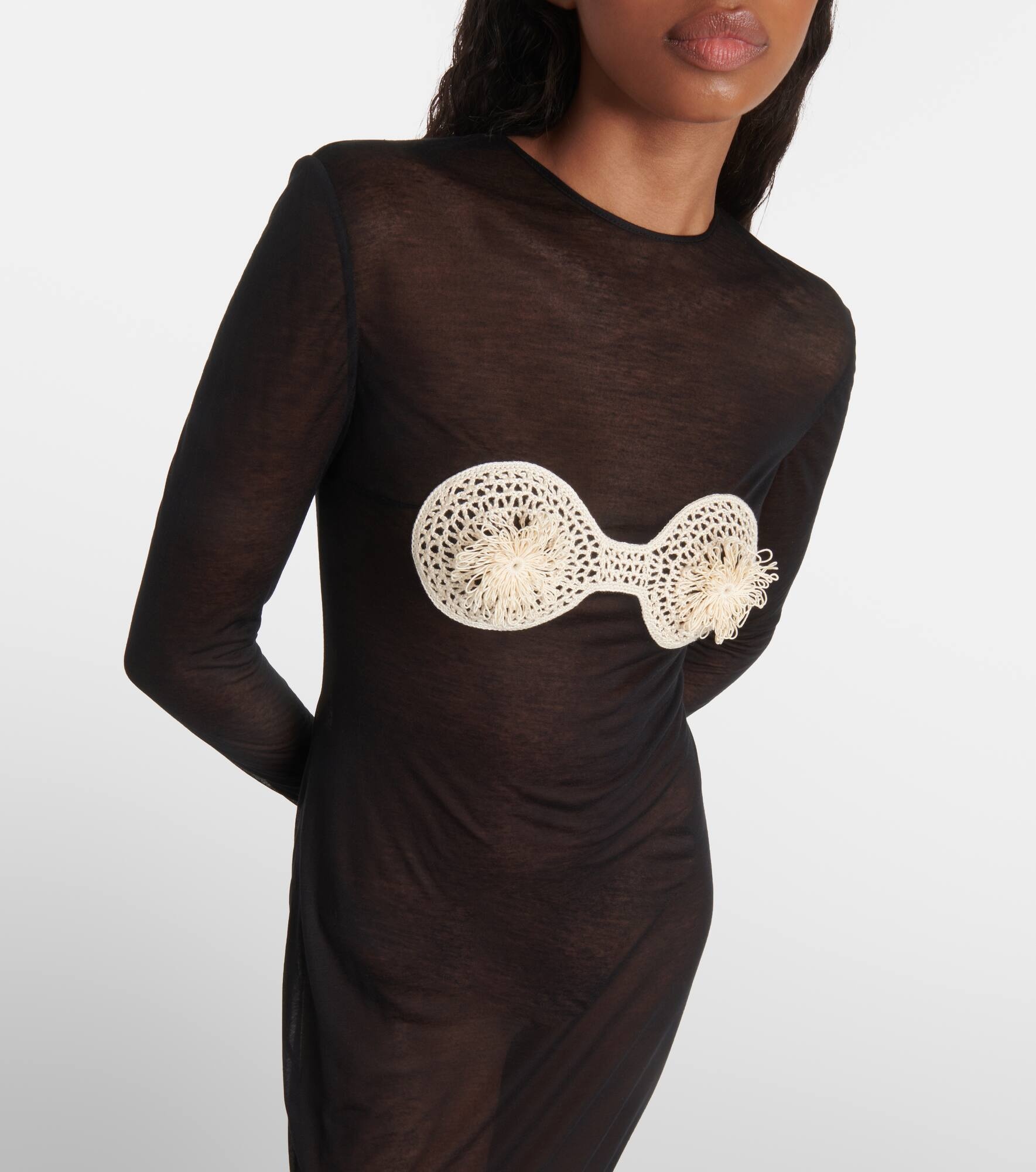 Crochet-trimmed jersey maxi dress - 4