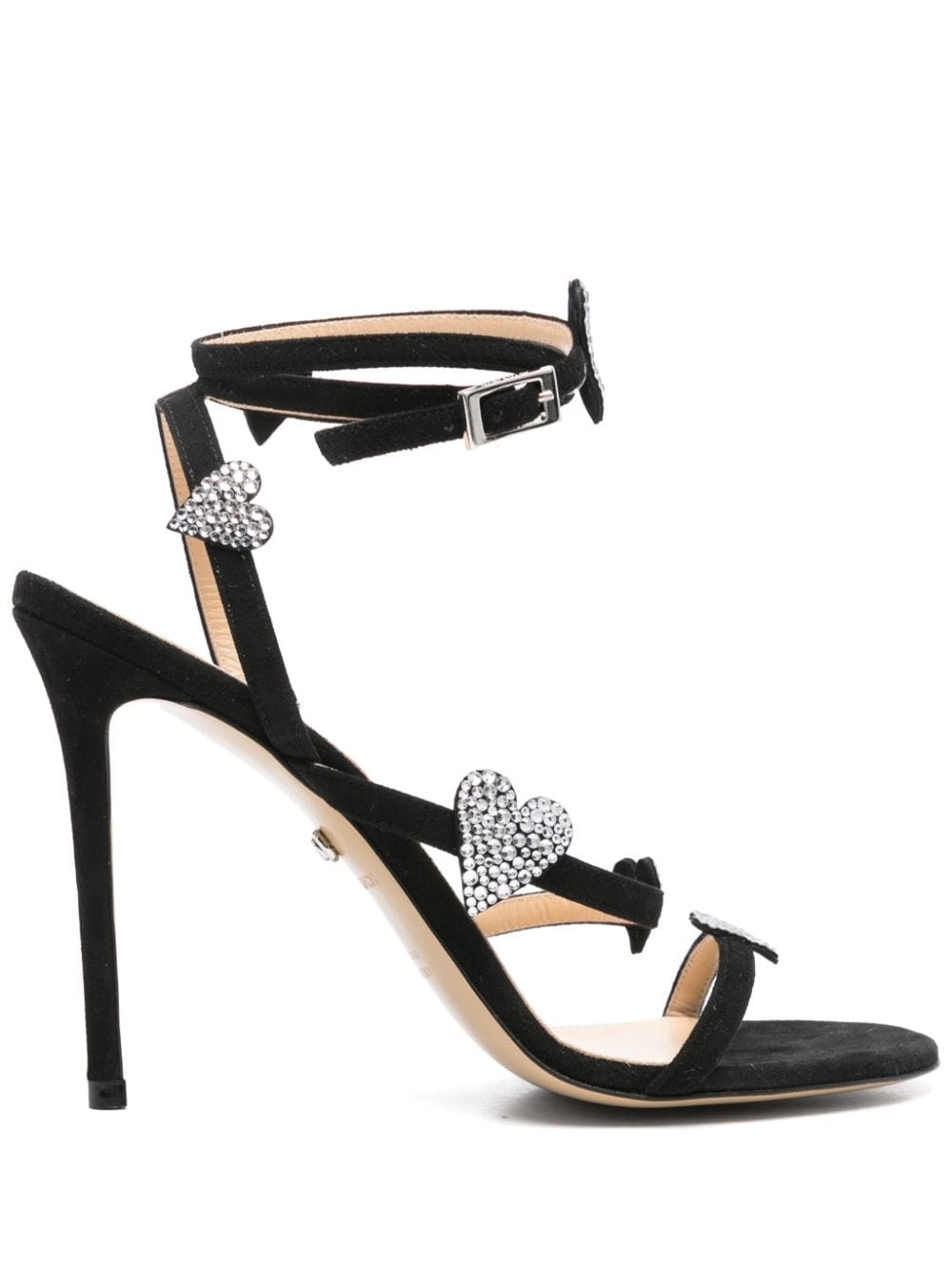 110mm rhinestoned-heart sandals - 1