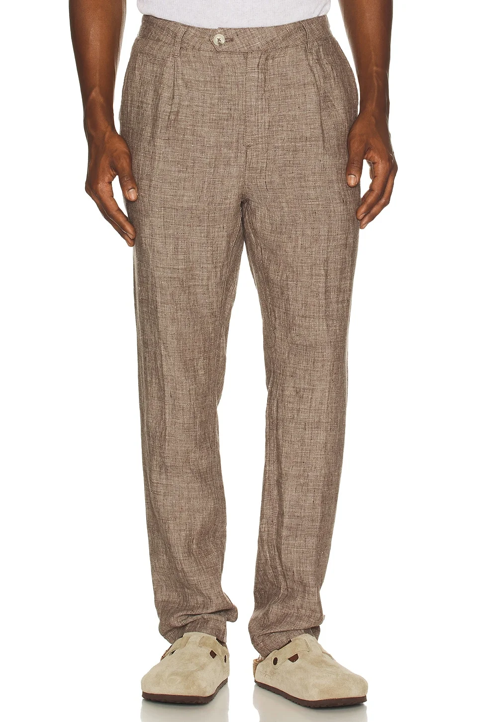 Linen Tapered Pleated Trouser - 1