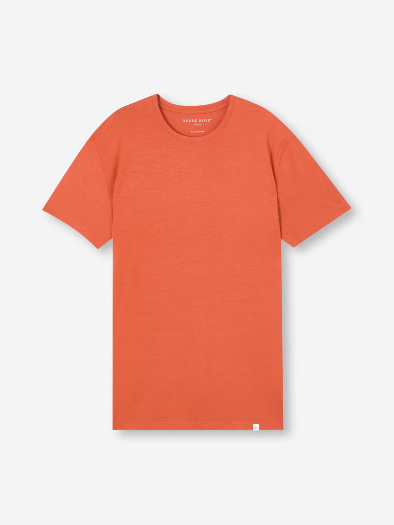 Derek Rose Men's T-Shirt Basel Micro Modal Stretch Spiced Orange outlook