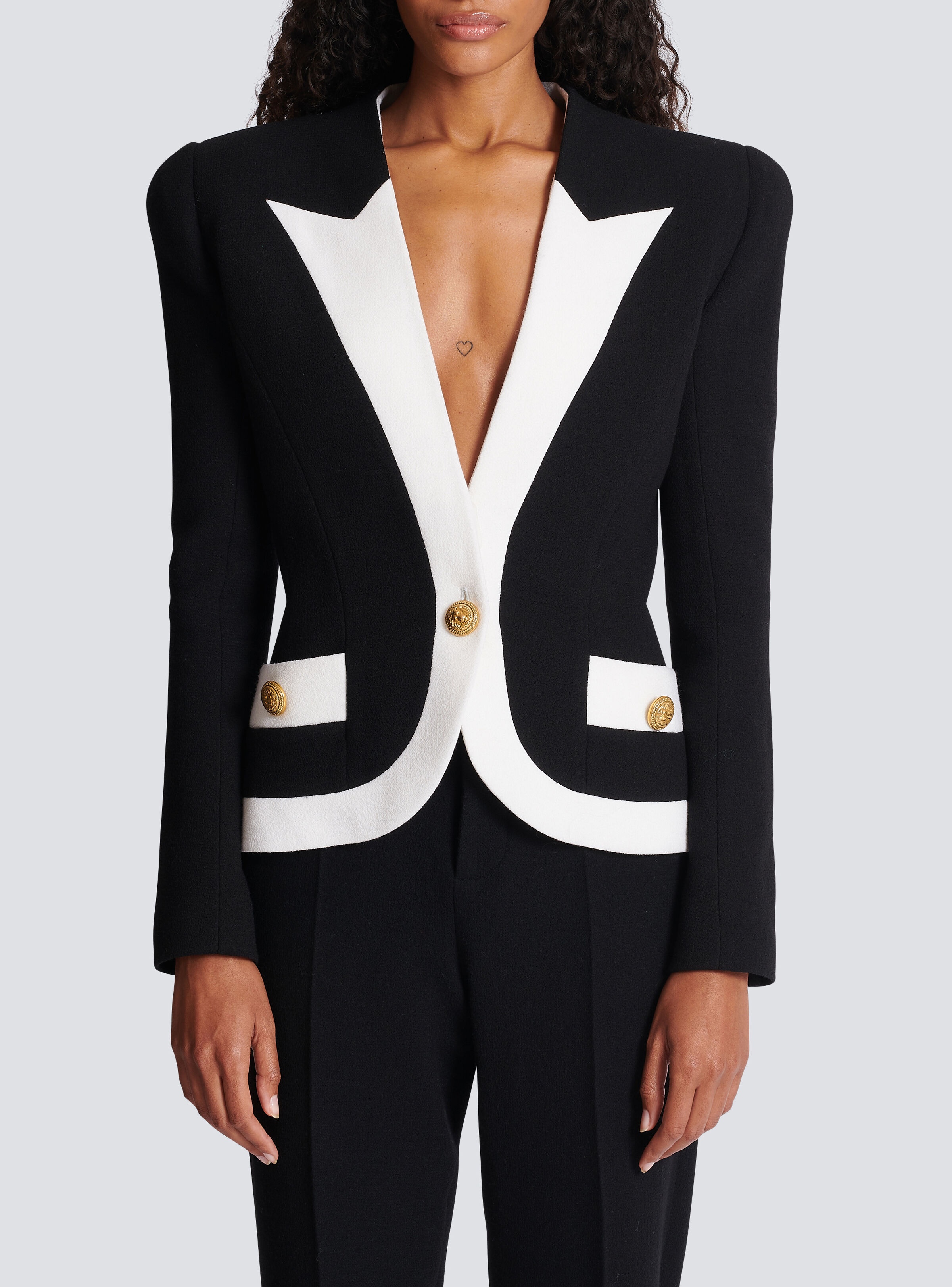 Two-tone crepe jacket - 5