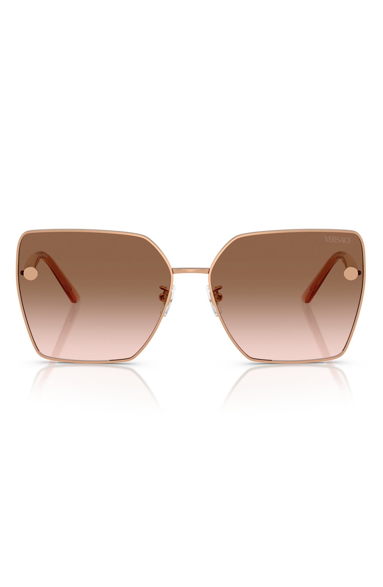 Versace 63mm Oversize Gradient Square Sunglasses in Rose Gold at Nordstrom - 1