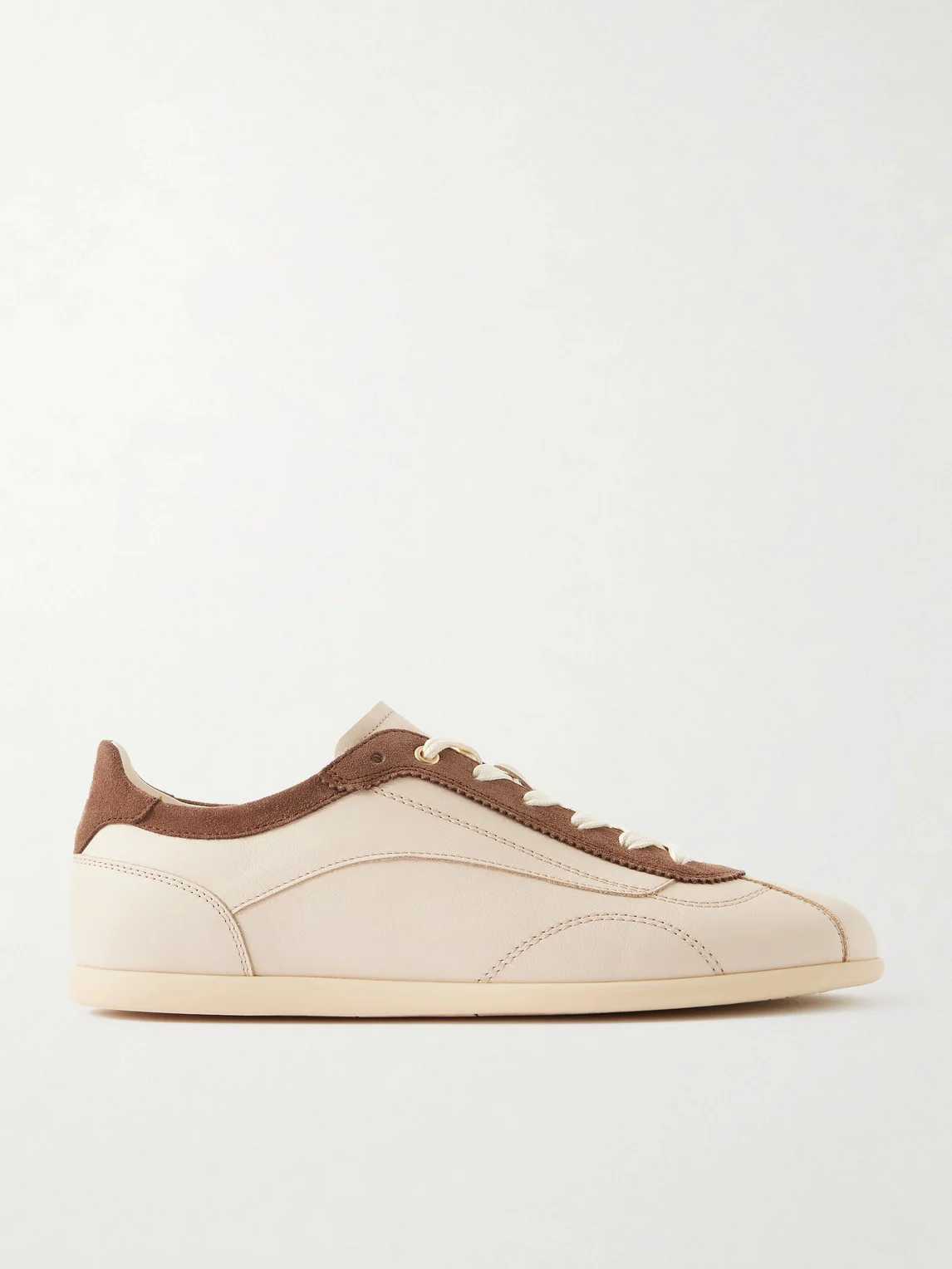 Suede-Trimmed Leather Sneakers - 1