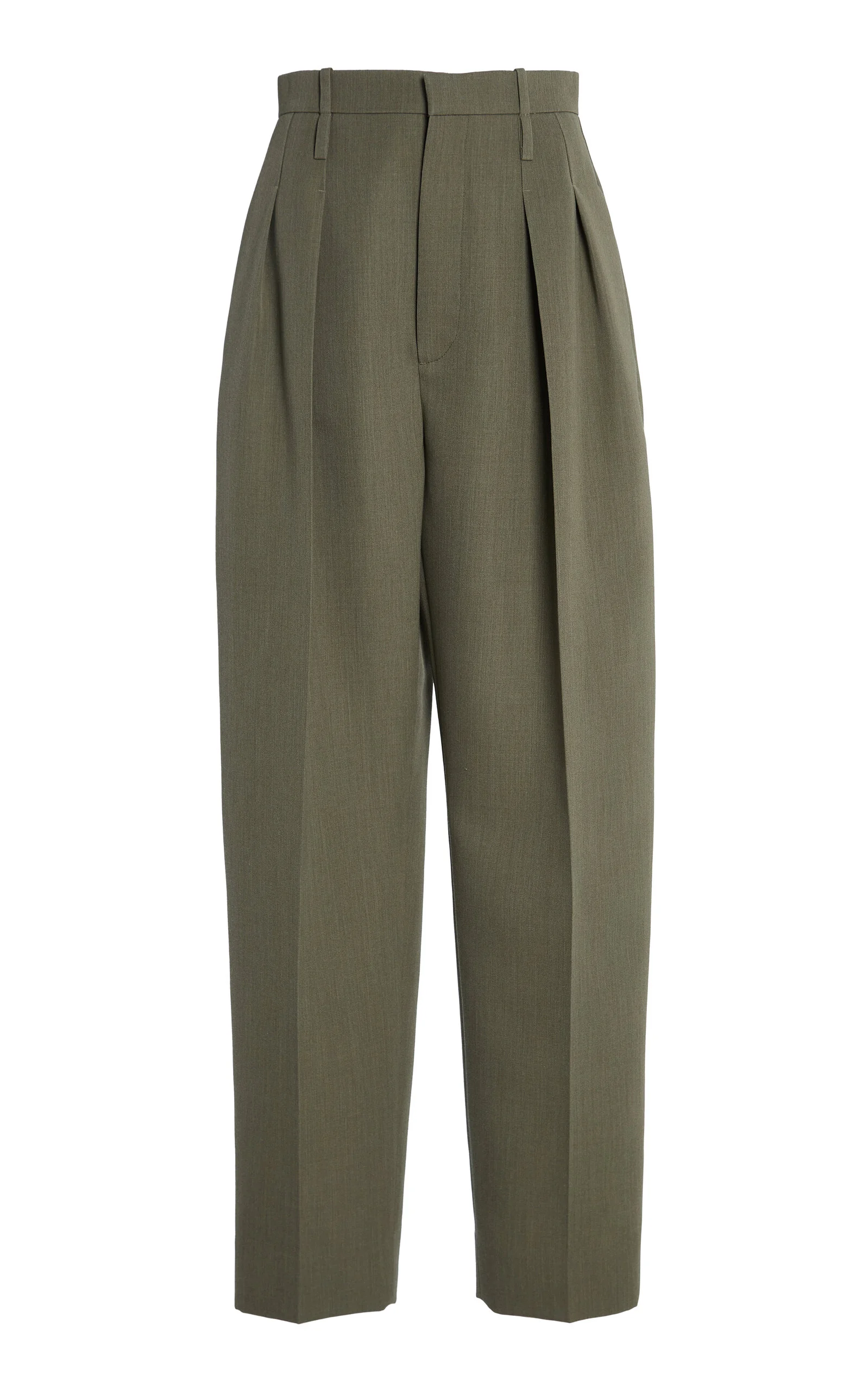 Wool Melange Toile Wide-Leg Pants olive - 1