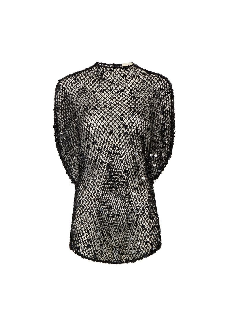 Mesh Sequin Cape Tee 1